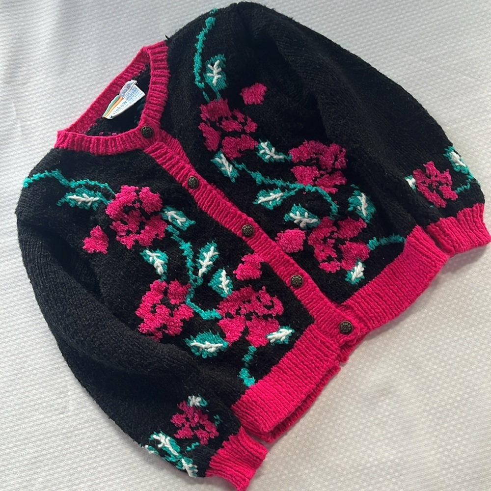 Girls Cardigan Flower Sweater